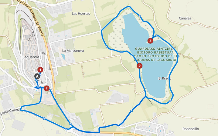 mapa de la ruta de la Iglesia de San Juan en Laguardia de un recorrido en la Rioja Alavesa